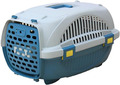 Transport box for small dogs and cats. Portable and breathable plastic. Pets dog