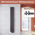 ELEGANT Design Heizkörper Röhren Flachheizkörper 1600x239mm mit Anthrazit Ventil