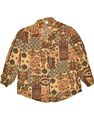 VINTAGE abstraktes Damenhemd UK 16 groß braun Viskose BJ28
