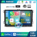 DAB+ Carplay 9" Android 14 Autoradio GPS BT Für VW GOLF 5 6 Touran Passat Tiguan