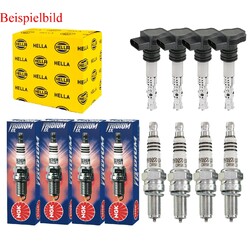 4x HELLA Zündspule +4x NGK Zündkerze Iridium IX passend für Daihatsu Sirion M3_