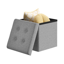Sitzhocker Stauraum Faltbarer Hocker mit Deckel Fußhocker Sitzwürfel 30x30x30cm ⭐⭐⭐⭐⭐✅Faltbarer ✅17L Mit Abdeckung✅Leinen Sitzfläche✅