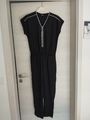 Overall Jumpsuit Gr 40 L Schwarz mit Reißverschluss und Gummizug