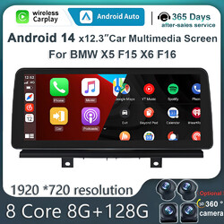 12,3'' 128G CarPlay Android 14 auto Autoradio GPS Navi DAB Für BMW X5 F15 X6 F16