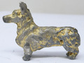 Antik Miniatur Corgi Hund weiß Metall