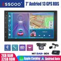 DAB+ 2 DIN 2+32G Carplay Autoradio Android 13 GPS Navi BT RDS FM WIFI MIK Kamera