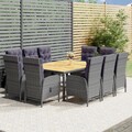 Garten Essgruppe Sitzgruppe Gartengarnitur Gartenmöbel 11tlg. Poly Rattan vidaXL