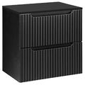 Waschtisch-Unterschrank 60cm schwarz 2 Schubkästen Waschbeckenschrank Badschrank