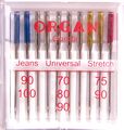10 Organ Jeans/Universal/Stretch Nähmaschinen Nadeln Sortiment Stärke 70 - 90