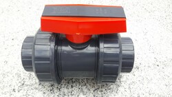  Kugelhahn Absperrhahn Fitting Klebe Muffe PVC Anschluss Pool Teich 50 mm rot