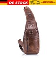 Herren Brusttasche Schultertasche Echtes Leder Sling Bag Umhängetasche Rucksack