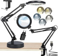 Lupe mit Licht und Ständer 10X 15X stufenlos dimmbare LED-Schreibtischlampe 2in1