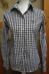 GANT Bluse klassische Hemdbluse Gr. 38 Karos schwarz weiß