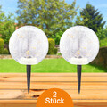 LUXUS LED SOLAR LEUCHTE SOLARLAMPE GARTEN SET 2 STÜCK GLASKUGEL CRACKLE 77814089