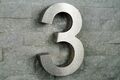3D-Hausnummer 3 Edelstahl V2A H20cm Arial  0 1 2 3 4 5 6 7 8 9 a b c d e