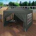 WOLTU Pavillon 3x3 m Faltpavillon Gartenzelt wasserdichter mit Seitenwänden Grau