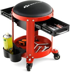 Werkstatthocker Werkstattstuhl Arbeitshocker rollbar mit 2 Schubladen
