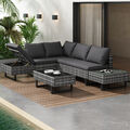 Polyrattan Gartenmöbel Set Lounge Sofa Terrassenmöbel Sitzecke Sitzgruppe Grau