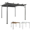 Garten Pergola mit Ausziehbarem Dach Pavillon Sonnenschutz Stahl 3x3x2,25m 