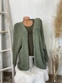 Italy Cardigan Strickjacke Oversize Grob Gr. 38-42 44 Khaki Baumwollmix