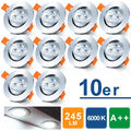 10x LED Einbaustrahler Einbauleuchte kaltWeiß 3W Leuchtmittel Decken-Spots 245LM