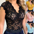Spitze Damen Ärmellos Tanktop Bustier V-Neck Slim Trägershirts Oberteil Blusen