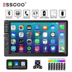 2 DIN 7 Zoll Autoradio Apple Carplay Android Auto Bluetooth USB AUX EQ TF Kamera
