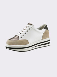 Sneaker weiß 40 Damen Leder in Metallic Optik "weiß-schwarz" UVP:129€ 1.906