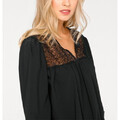 Rick Cardona by Heine Oversized Bluse Spitzenbluse Shirt Tunika Schwarz Gr 34 XS