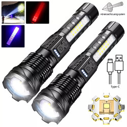 2 Stück Taschenlampe LED Aufladbar USB Super Hell Taktisches Fackel Lumen Akku.