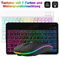 Kabellose Bluetooth Tastatur Maus Beleuchtet Keyboard für Handy Tablet PC iPad