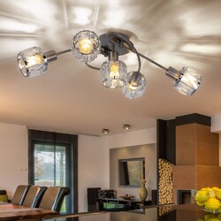 Design Decken Leuchte Chrom Wohn Zimmer Beleuchtung Glas Kristall Spot Lampe