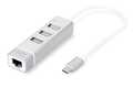 DIGITUS USB2.0 3-Port HUB & Fast Ethernet LAN-Adapter mit Typ-C Anschluss