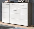 Sideboard in weiß Hochglanz und Rauchsilber grau Kommode 120 x 85 cm Rumba