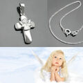 Kinder Engel Kreuz Anhänger Taufe Kommunion Konfirmation mit Kette Silber 925