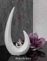 Deko Skulptur Keramik 29cm weiß silber Kugel abstrakt design Figur modern Tisch