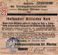 Reichspostministerium München Block 23 500 Mrd Mark 1923 kleines f im Wert