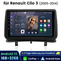 Apple CarPlay Android14 Autoradio Für Renault Clio 3 GPS Nav WiFi RDS BT SWC 32G