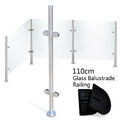 Geländerpfosten mit Glashalter Glasgeländer Balkon 110cm Treppengeländ Edelstahl
