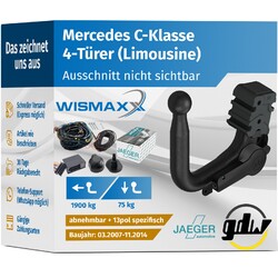 ANHÄNGERKUPPLUNG für MB C-Klasse 07-14 vert. abnehmbar GDW +13pol ES spezifisch