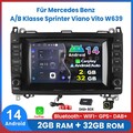 Android 14 Autoradio GPS Navi Für Mercedes-Benz Vito Viano W639 2006-14 DAB+ 32G