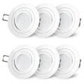 6x LED Einbaustrahler RF-2 weiß rund schwenkbar inkl. GU10 LED 5W neutralweiß 
