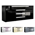Sideboard Anrichte Kommode Schrank Sylt V1 Schwarz - in Hochglanz & Naturtöne