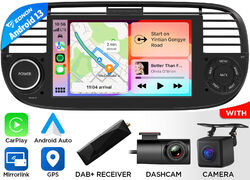 Für Fiat 500 2007-2015 Android 13 Autoradio 7" GPS Navi Apple CarPlay WiFi DAB+