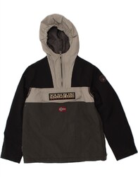 NAPAPIJRI Jungen Grafik Anorak Jacke mit Kapuze 11-12 Jahre Grau Colourblock CE07