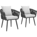 Stuhl 2er Set Rope-Design Gartenstuhl Balkonstuhl Modern Sessel Terrassenstuhl