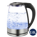 Wasserkocher Glas 2,0L Glaswasserkocher LED Edelstahl 1500W Teekocher BPA frei