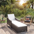 Sonnenliege mit Cremeweißer Auflage Poly Rattan Schwarz S5Y8