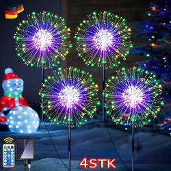 4Stück LED Solar Feuerwerk Licht Solarlampe außen Garten Deko Leuchte Stecker DE