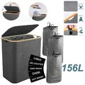 Wäschekorb mit Deckel, Wäschebox Wäschesack Kleiderkorb 156L Wäschesammler Grau